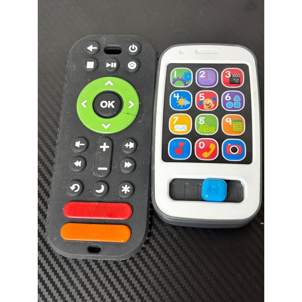 Fisher-Price Laugh and Learn Smart Phone Toy with Silicone Remote Cover Set